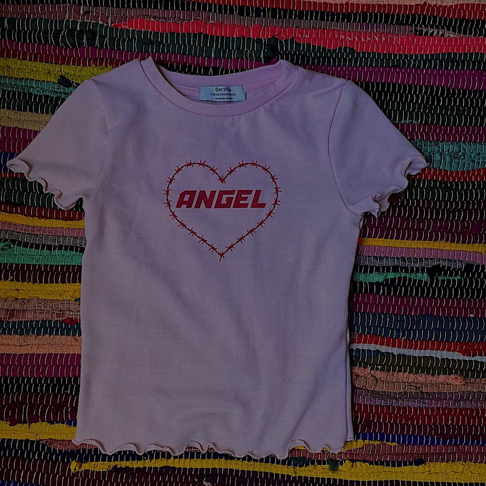 Pink Y2K “Angel” heart top